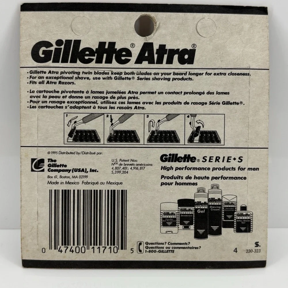 Vintage Gillette Atra Razor‎ Cartridges 10 Count Twin Blade Refill Pack NOS 1995